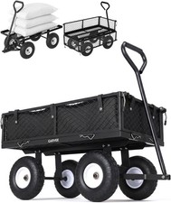 Garden Carts 400lbs Yard Dump Wagon Cart Lawn Utility Outdoor Steel Heavy Duty