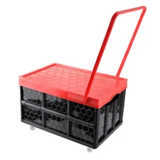 Foldable Utility Cart Portable Clothes Storage Box with Wheels Collapsible Li...