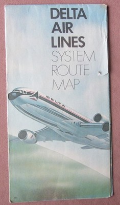 Vintage 1981 Delta Air Lines System Route Map + Promotional Brochure 5/81