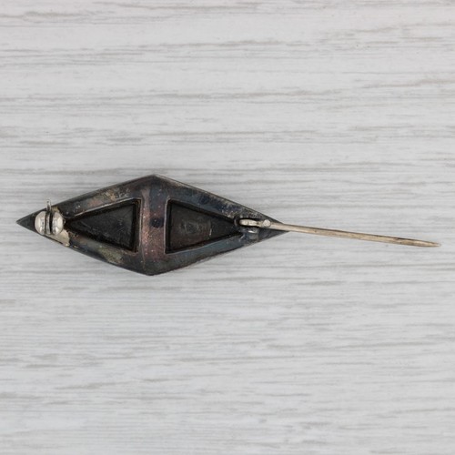 Vintage Onyx Marcassite Broche Argent Sterling Broche - Photo 3 sur 7