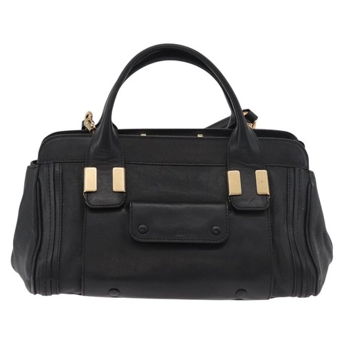 Borsa a mano Chloe Alice in pelle 2 vie nero oro Auth 182441 - Foto 12 di 22