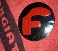 (1) Forgiato center cap logo decal emblem sticker black with Red Diamanté F Logo
