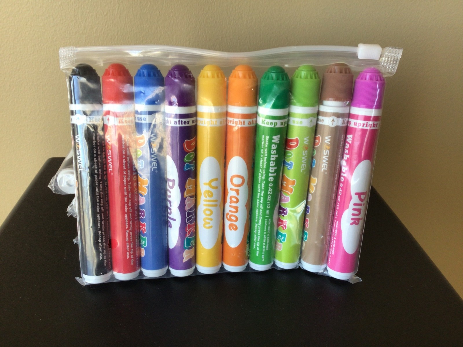 5 Packs (50) Woswel Dot Markers, 10 Colors Washable Markers 