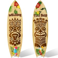 2 PCS Tiki Bar Surfboard Yard Signs 35.4 x 9.8 inches, as the picture show