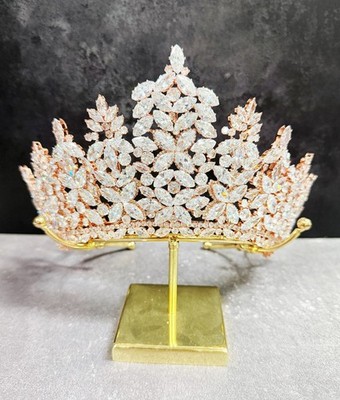Cubic Zirconia, Diamond Zirconia Crown, Rose Gold Crystal Crown, Princess Crown