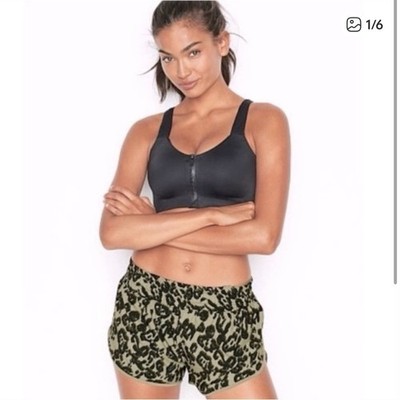 Victoria Secret Olive green leopard running shorts size large.