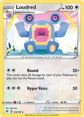 Loudred Uncommon SWSH04: Vivid Voltage 136/185 NM