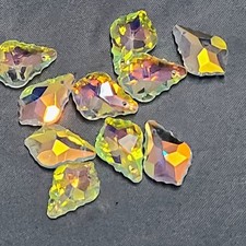 10 Suncatcher Beads Sun Maple Leaf Prism Crystals Gold AB Glass DIY Craft