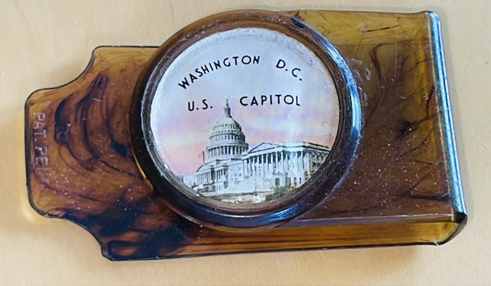 Clipe de dinheiro lembrança cor concha de tartaruga Washington DC por volta de 1960 LEIA vintage - Imagem 3 de 4