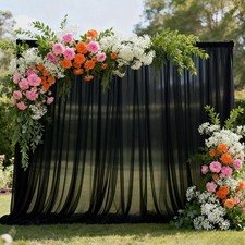 Tulle 10x10 FT Backdrop Curtains 2 Panels 5x10 FT Wrinkle Free Fabric Black
