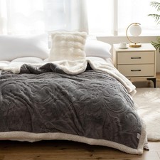 Sherpa Throw Blanket 60  80 inch- Cute Floral Design Soft Plush Fleece Blank...