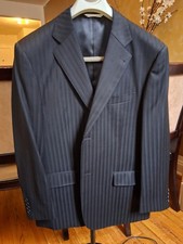 🤩 Traje de hombre Giorgio Sanetti 2 piezas rayas negras lana Super 150’s talla R42 Italia