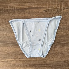 Pink By Victoria  s Secret, Small Light, Blue Cotton String Bikini Panties