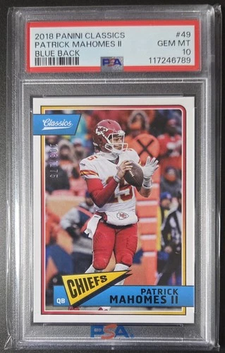2018 Panini Classics Patrick Mahomes II #49 Blue Back /175 PSA 10