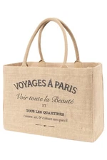 Jute Market Tote Bag with Handles Natural Burlap Voyages Reusable Grocery Bag