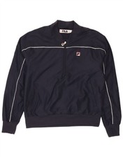 FILA Mens Zip Neck Tracksuit Top Jacket Medium Navy Blue Polyester SE07
