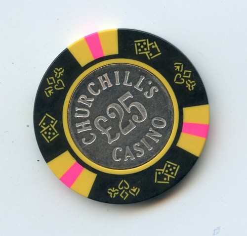 25.00 Chip from the Churchill's Casino Liverpool United Kingdom Dice Suits