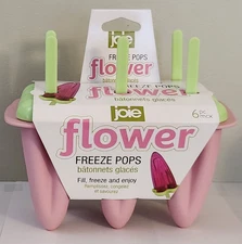 Flower Mold Freeze Pop Joie Ice Popsicle Silicone BPA FREE Makes 6 Large NEW