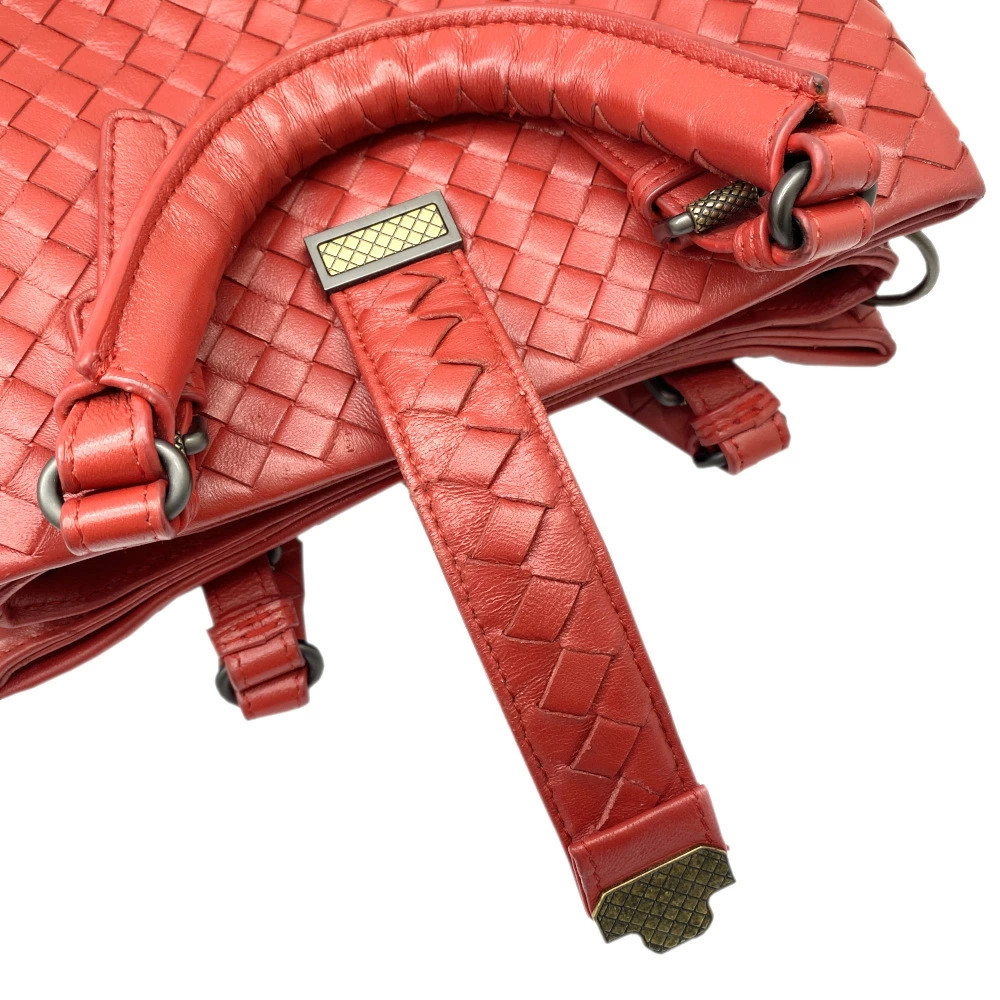 Used Bottega Veneta Intrecciato Baby Rome Leather Red Handbag 2Way Bag Women'S C thumbnail 8