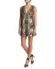 RRP £890 Alice + Olivia Odell Embellished Mini Gold Dress UK6 Art Deco Sequin