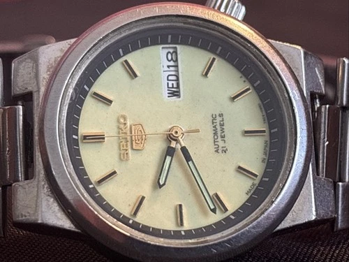 Vintage Seiko 5 Auto D/D 7s26 -0480 Nuclear Green Glow In Dark Dial