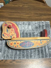 Vintage 1950's Childs Spotty Wooden Rocking Horse Riding Toy
