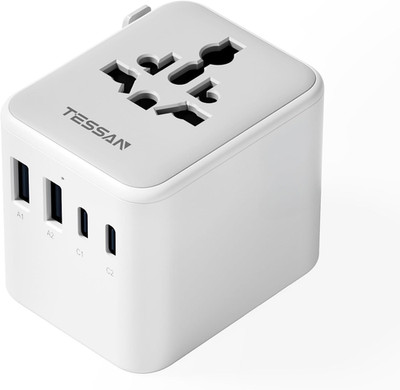 TESSAN Reiseadapter Weltweit Universal Reisestecker 2x USB-C 2x USB-A Stromadapt