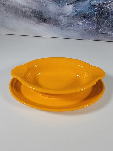 2 SET, NEW: Fiestaware Orange Oval Platter + Casserole Bowl Fiesta Orange 9”