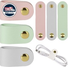 Organizador de cables de cuero de 6 piezas, correas reutilizables para cables