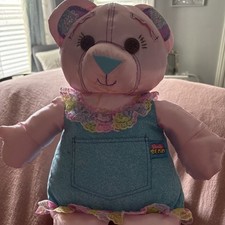 My Pretty Doodle Bear Pink Satin,Denim Lace 1996 Tyco Industries Pretty