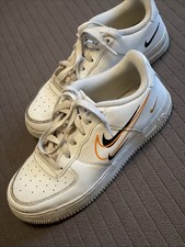 Nike Air Force 1 AF1 Trainers  UK Size 5. White. Orange & Black Ticks (McLaren)