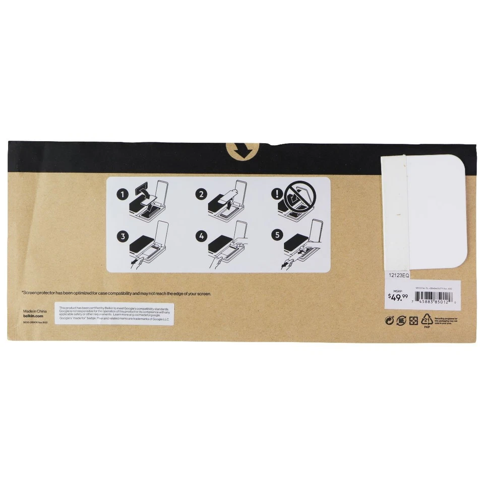 Protectores de pantalla de vidrio Verizon/Belkin para Google Pixel 7 - (paquete de 5) PAQUETE A GRANEL* Foto 3 de 3