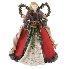 Santa's Workshop Red Homespun Angel Christmas Tree Topper 16 Inch