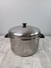 Vintage VOLLRATH LO-HEET 6 Quart Stainless Steel Stockpot Bakelite Handles w Lid