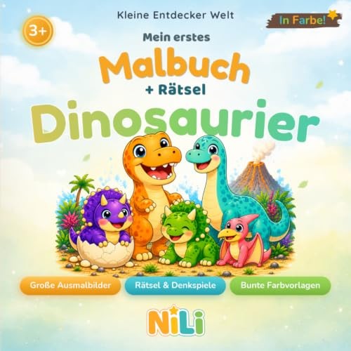 Malbuch Dinosaurier 3-6 Jahre, Ausmalbilder, RäTsel, Kleine Entdecker Welt-image