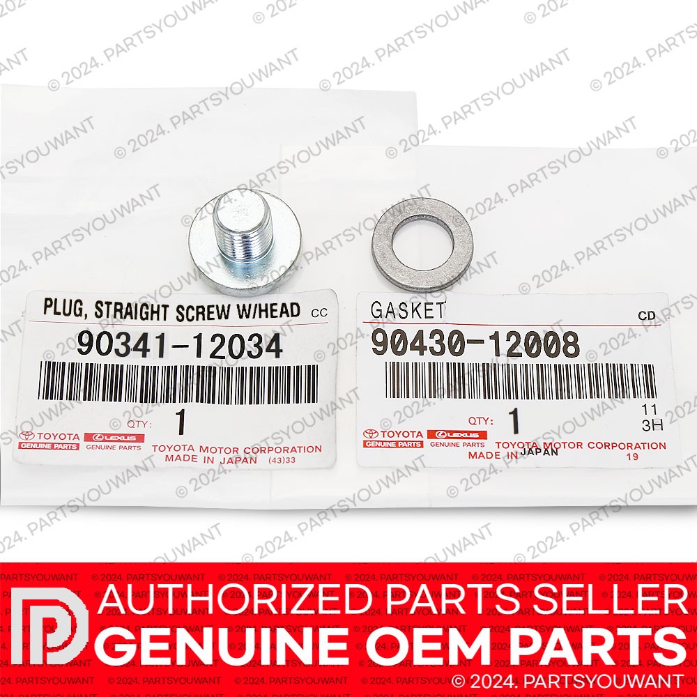 GENUINE Toyota OEM ATM Oil Drain Plug Bolt 90341-12034 + Gasket 90430-12008 NEW
