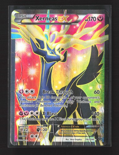 Pokemon XY Base Set #146/146 DMG Ultra Rare, Holo Xerneas EX (146 Full Art)
