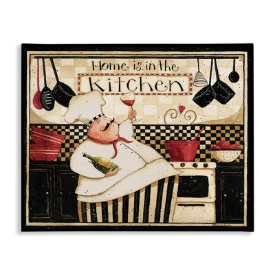 Home is in The Kitchen with Happy Chef Illustration Wall Art, 24x30, Beige