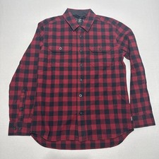 Swanndri Shirt Mens Medium Red Black Checked Long Sleeve Tailored Fit Okato
