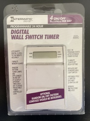 Intermatic SS5C Timer Wall Switch Digital Programmable 24 Hour 4 On/Off Settings