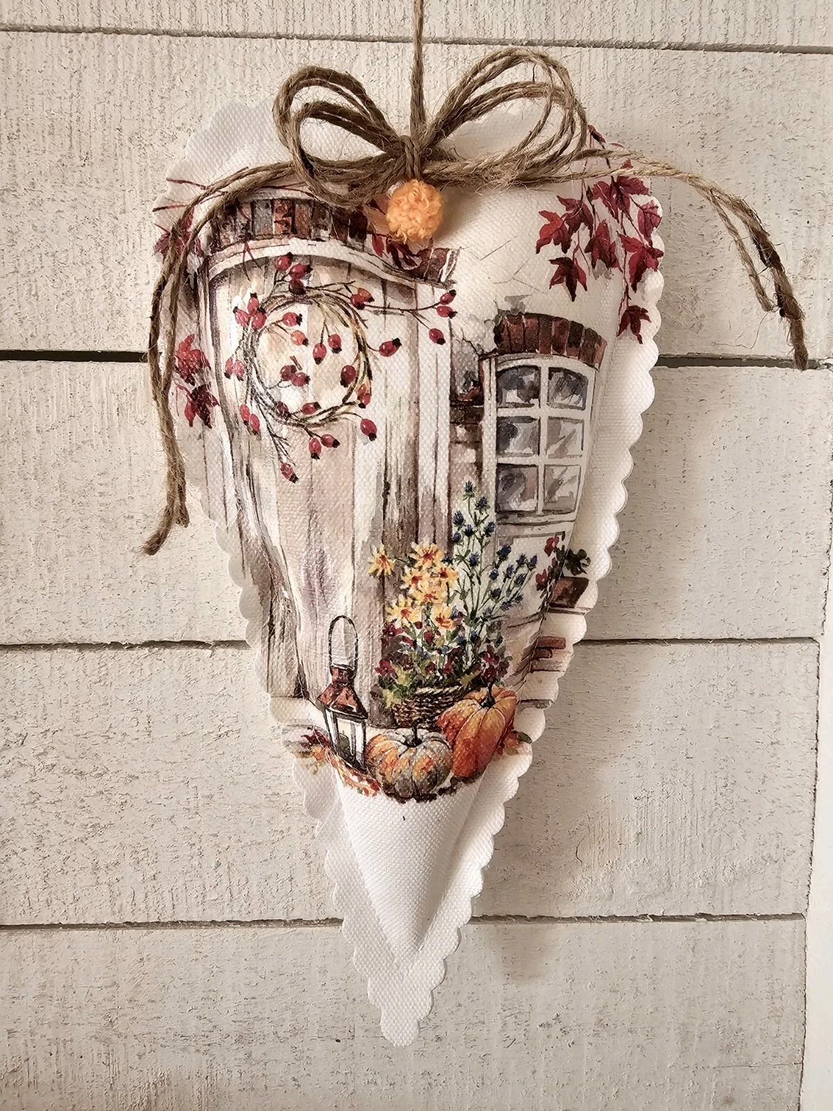 Deko Herz Der Herbst ist da Fensterdeko Shabby Landhaus Tilda Handarbeit