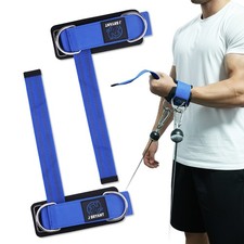 Weight Lifting Straps with Cuffed Sliding D-Rings   Wrist Support for Cable