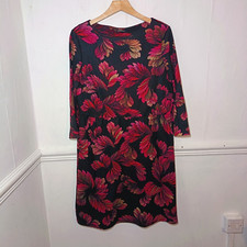 Roman Womens Dress Black Size UK 16 Pink Floral Pockets Print Knee Length Work