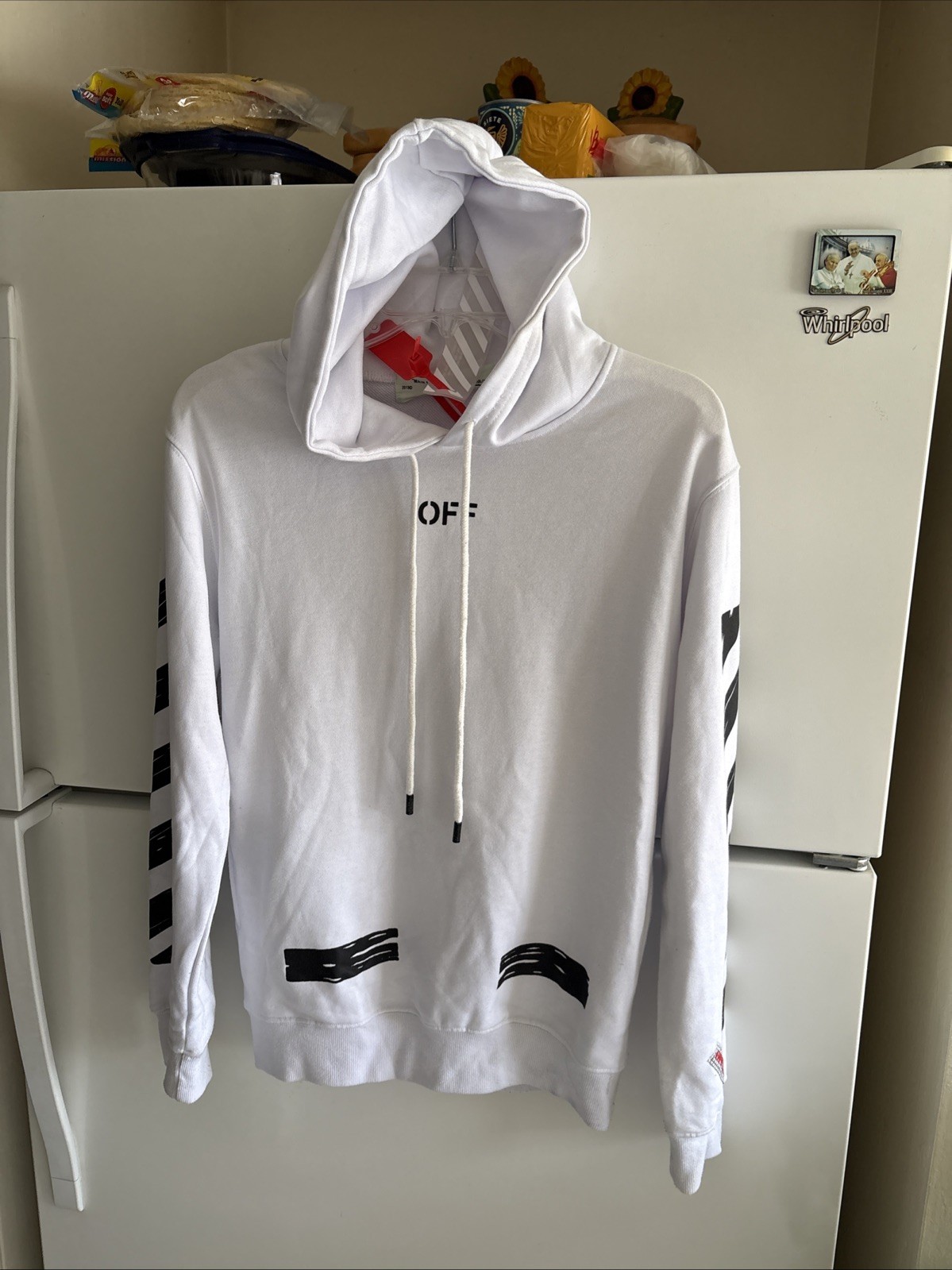 Off-white Virgil Abloh White Hoodie Main Label Cross … - Gem