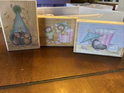 House Mouse Rubber Stamp Lot Of 3 LEMON LIPS KEEPING COOL SURPRISED PARTY