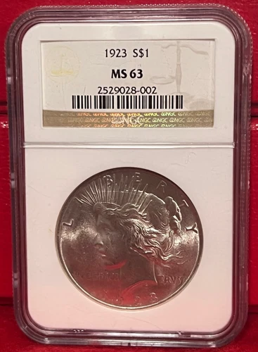 NGC 1923 $1 Peace Silver Dollar MS 63 Looks 64 very nice reflective coin