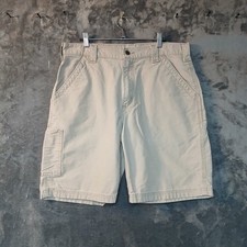VTG CARHARTT SHORTS MENS 34 BEIGE CARGO CARPENTER WORKWEAR