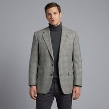 Vintage Brooks Brothers Glen Plaid Blazer Mens 43 R Grey Pure Wool EUC