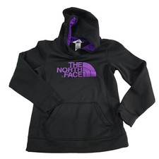 The North Face Black Purple Logo Fleece Hoodie Pullover Womens Small S