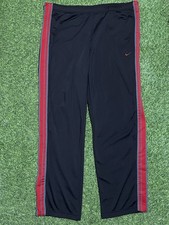 Vintage Y2K Nike Mens L Basketball Side Snap Sweatpants Joggers Black/Red Stripe
